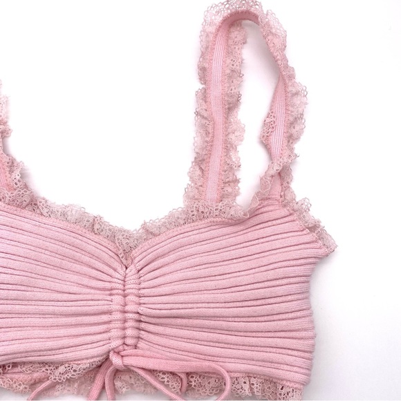 NWOT For Love & Lemons Pink Knit and Frill Lena Bralette, XXS - Picture 6 of 14